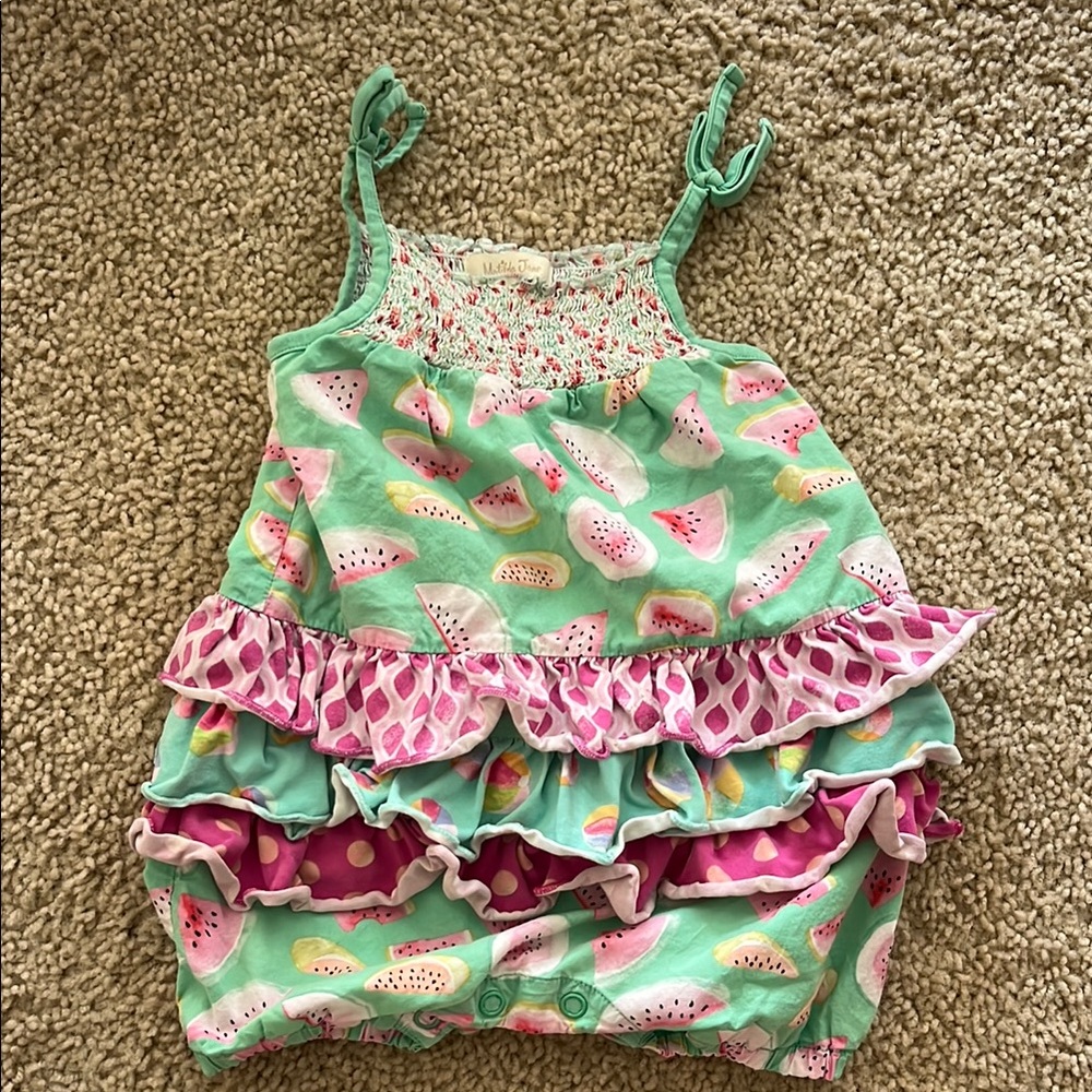 Colorful Matilda Jane Watermelon Print Baby Romper